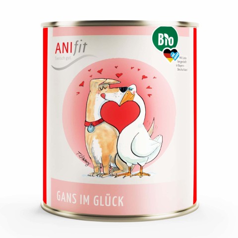 Hund Hundefutter Nassfutter BIO Gans Im Glück 800g 6 Stück -1- Anifit
